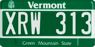 VT license plate XRW313