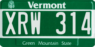 VT license plate XRW314
