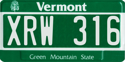 VT license plate XRW316