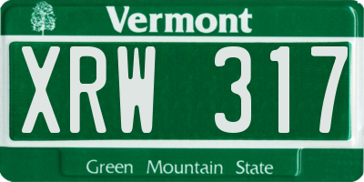 VT license plate XRW317