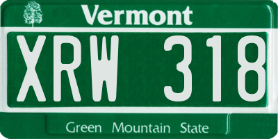 VT license plate XRW318