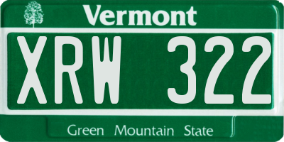 VT license plate XRW322
