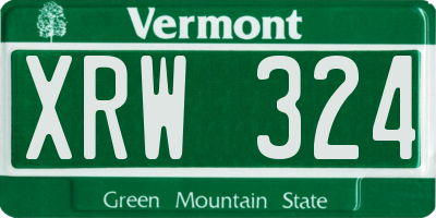 VT license plate XRW324