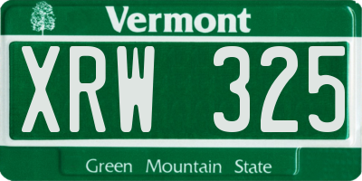 VT license plate XRW325