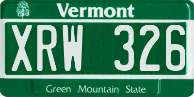 VT license plate XRW326
