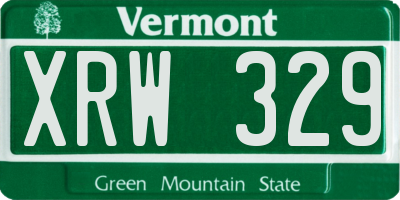 VT license plate XRW329