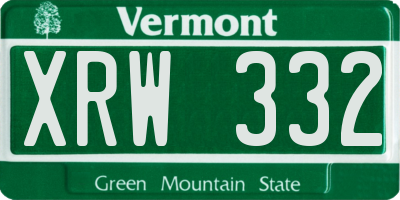 VT license plate XRW332