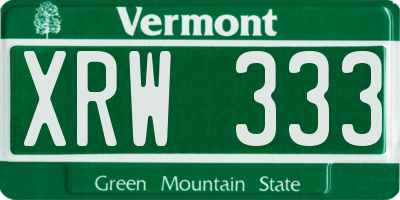 VT license plate XRW333
