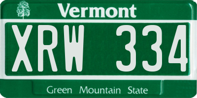VT license plate XRW334