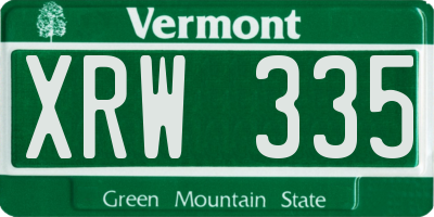 VT license plate XRW335