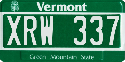 VT license plate XRW337