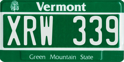 VT license plate XRW339