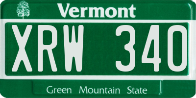 VT license plate XRW340