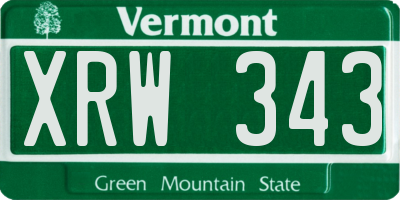 VT license plate XRW343