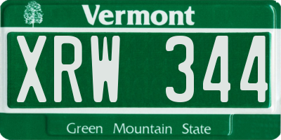 VT license plate XRW344