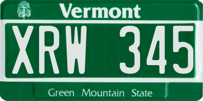 VT license plate XRW345