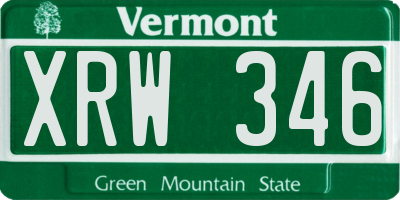 VT license plate XRW346