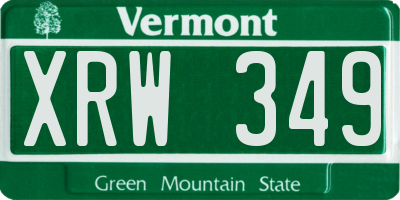 VT license plate XRW349