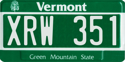 VT license plate XRW351