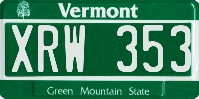 VT license plate XRW353