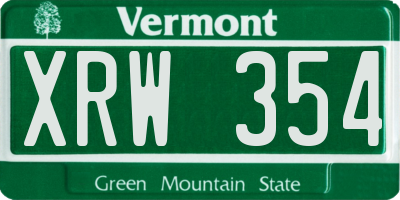 VT license plate XRW354