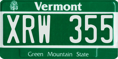 VT license plate XRW355