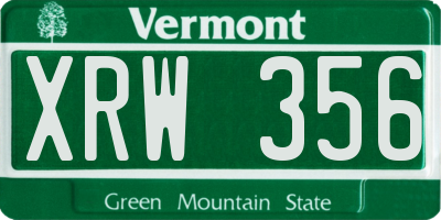 VT license plate XRW356