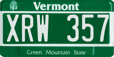 VT license plate XRW357