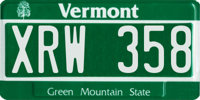 VT license plate XRW358