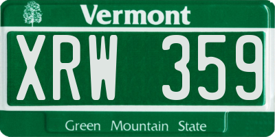VT license plate XRW359