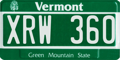 VT license plate XRW360