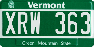 VT license plate XRW363