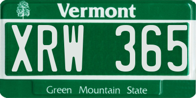 VT license plate XRW365