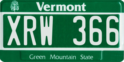 VT license plate XRW366