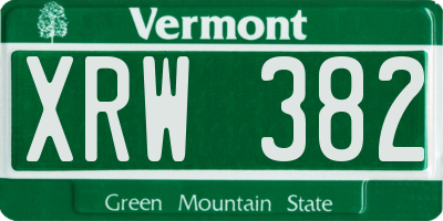 VT license plate XRW382