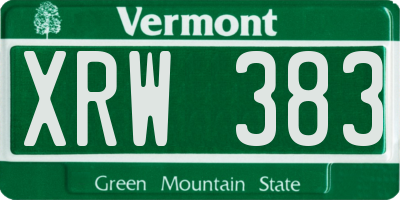 VT license plate XRW383