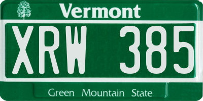 VT license plate XRW385