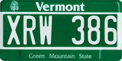 VT license plate XRW386