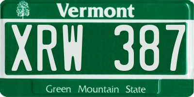 VT license plate XRW387