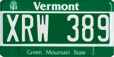 VT license plate XRW389