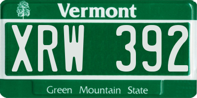 VT license plate XRW392