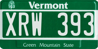 VT license plate XRW393
