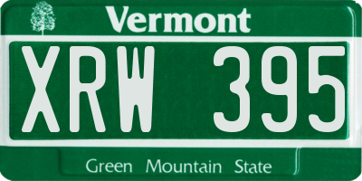 VT license plate XRW395