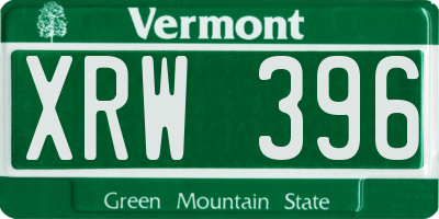 VT license plate XRW396