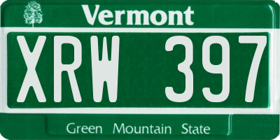 VT license plate XRW397