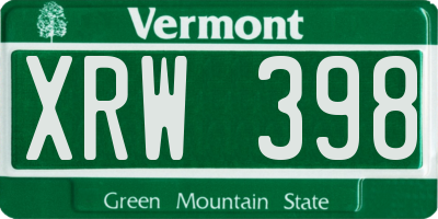 VT license plate XRW398