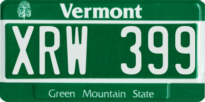 VT license plate XRW399