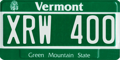 VT license plate XRW400