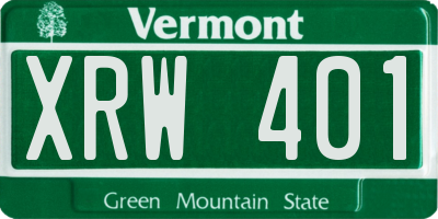 VT license plate XRW401