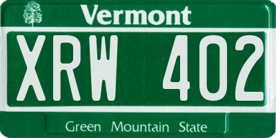 VT license plate XRW402